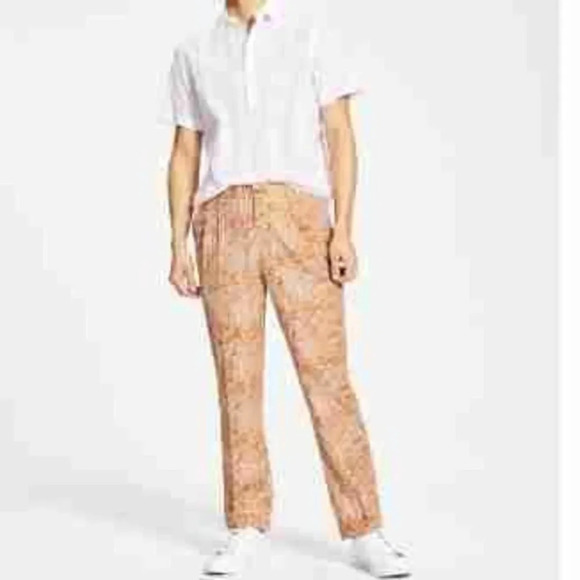 NEW Inc Internacional Concepts Paisley Light Brown Mens Pants Size Large - Picture 1 of 12